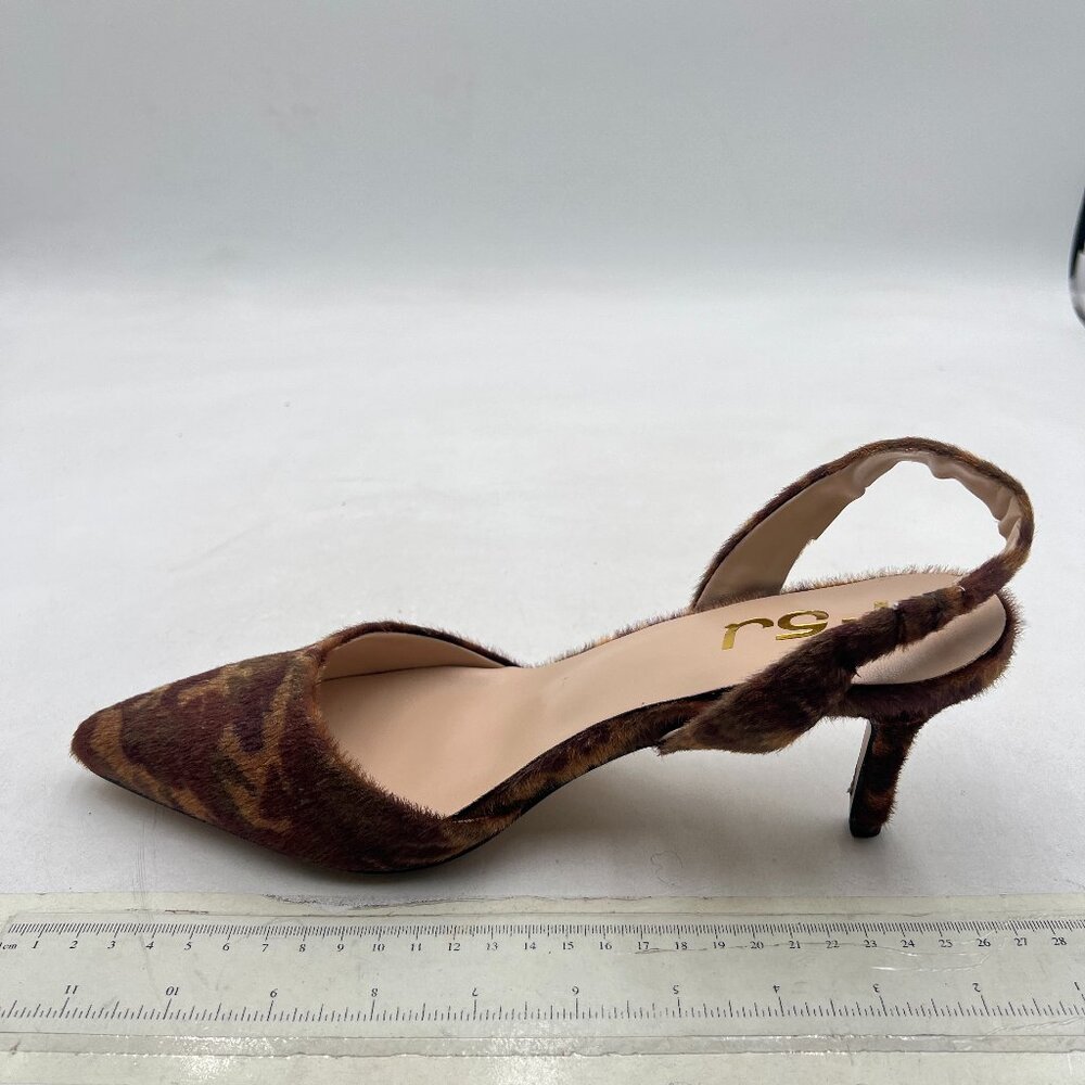 FSJ Brown Camo High Heels Pumps Pointed Toe Slingback Sandals Comfy Wedding Shoe